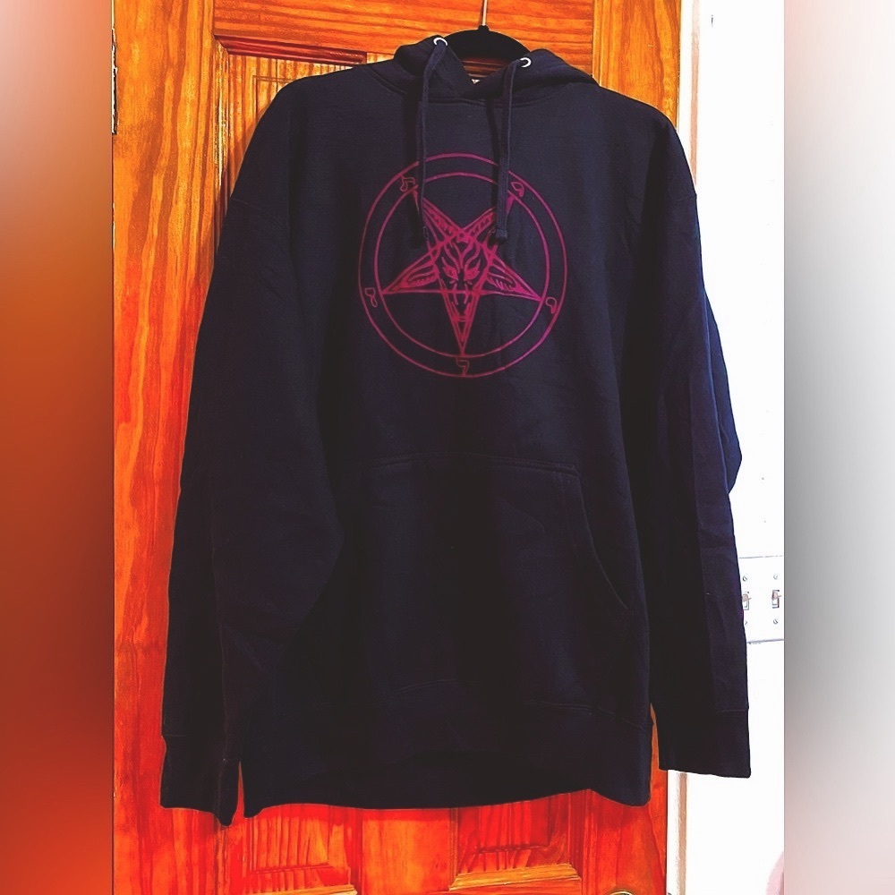 Unisex Black & Deep Red Baphomet Satanic Hoodie💀 Size XL